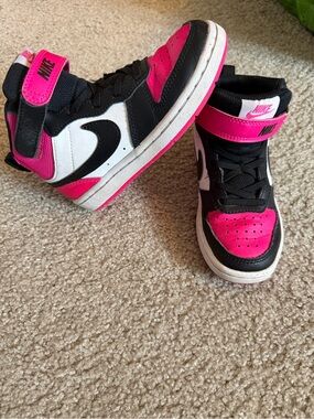 Nike Kids High-Top Sneakers - Black/White/Hot Pink